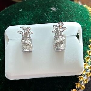 Luxury Moissanite Diamond golf club 925 Sterling Silver Earrings